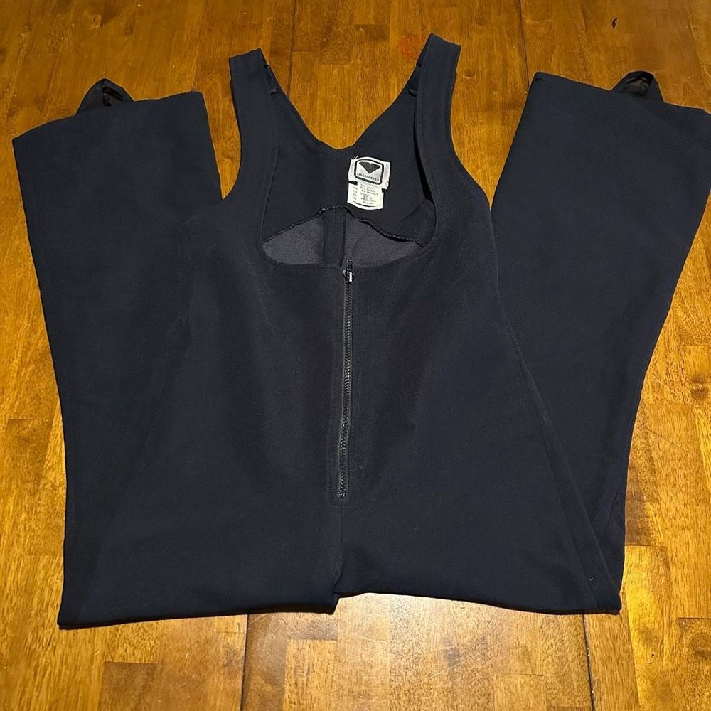 Vintage OBERMEYER Wool Blend Ski Snow Suit Bib Retro Black Women Size 10 Regular